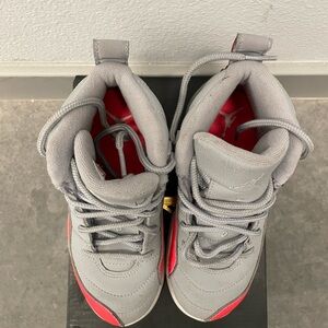 Air Jordan 12 Retro Wolf Gray/Racer Pink-Black Red 23 Logo Toddler Size 11c